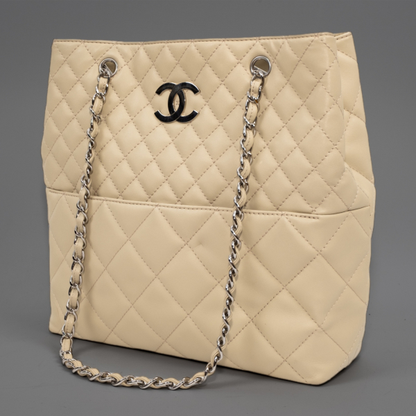 Chanel Calfskin Quilted In The Business North South Tote Ivory
